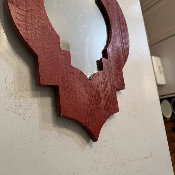 Wall Mirror Quatrefoil Moroccan‎ Style Red Wooden23 X 13.5